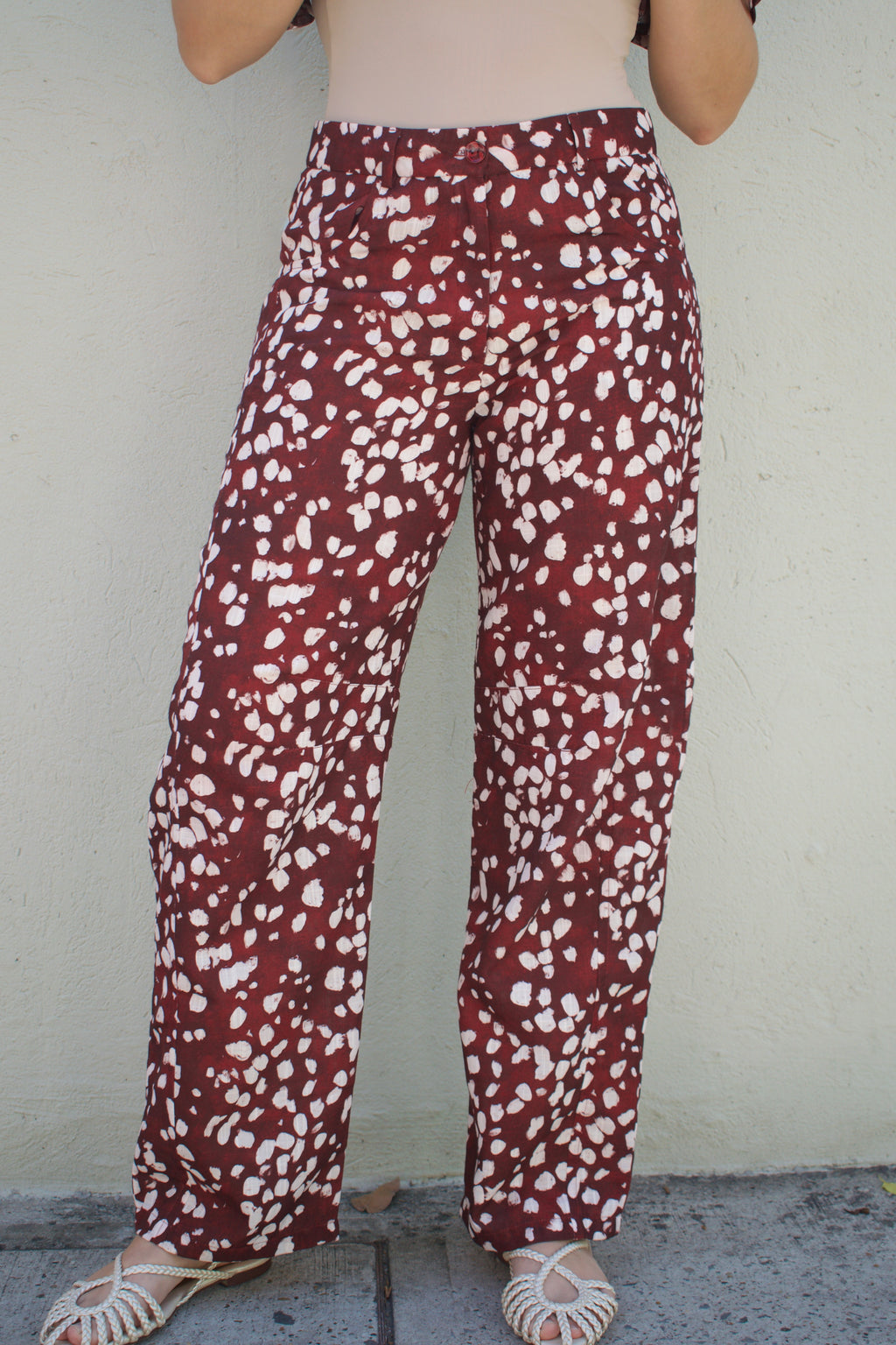 PANTALÓN EN LINO MISS BAMBI BURGUNDY