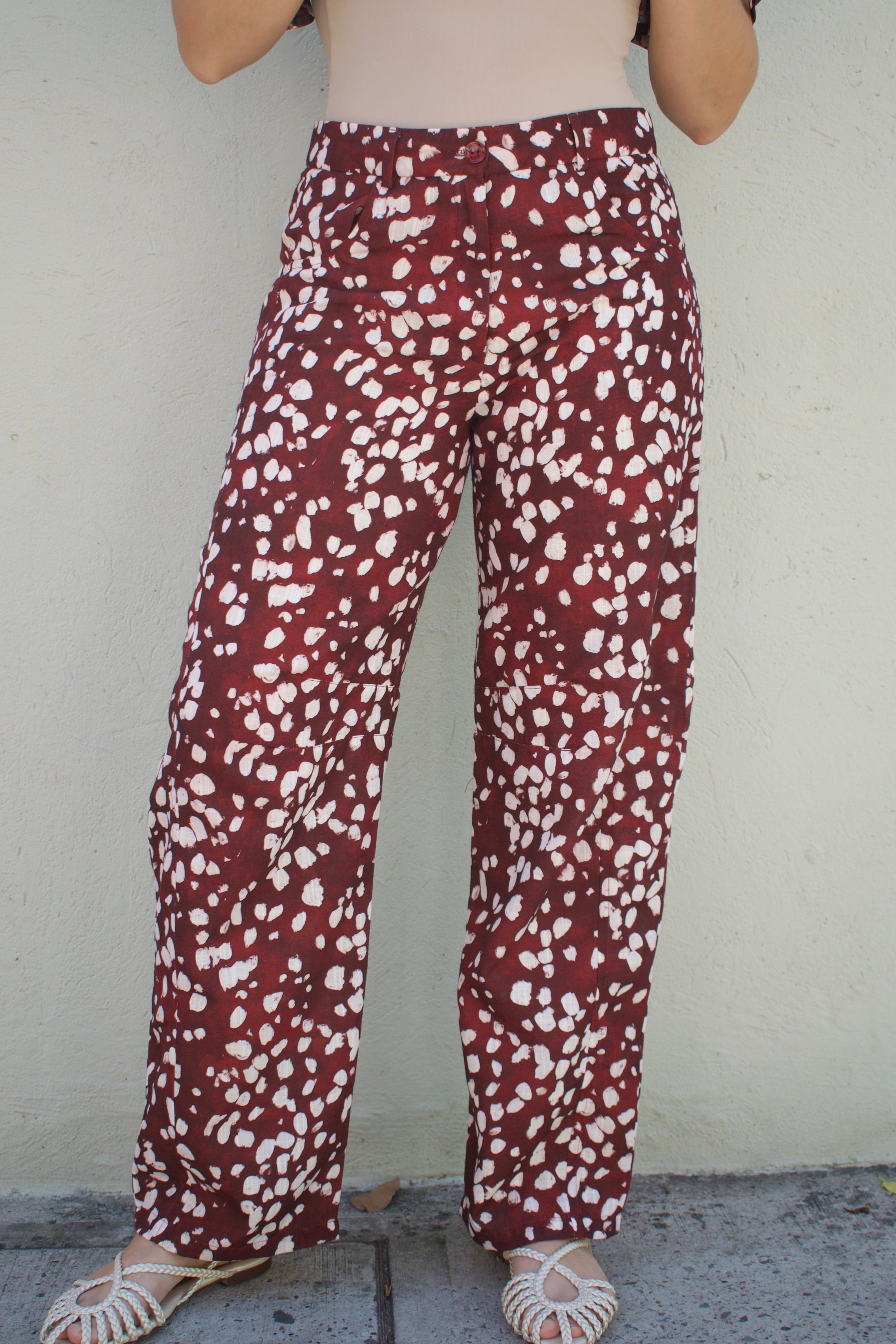 PANTALÓN EN LINO MISS BAMBI BURGUNDY