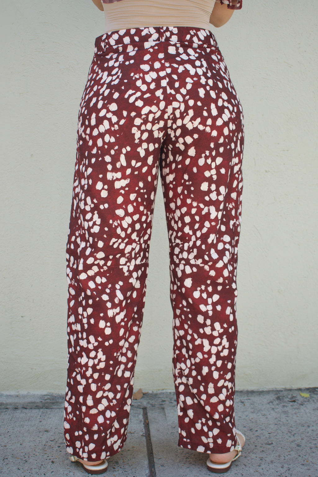 PANTALÓN EN LINO MISS BAMBI BURGUNDY