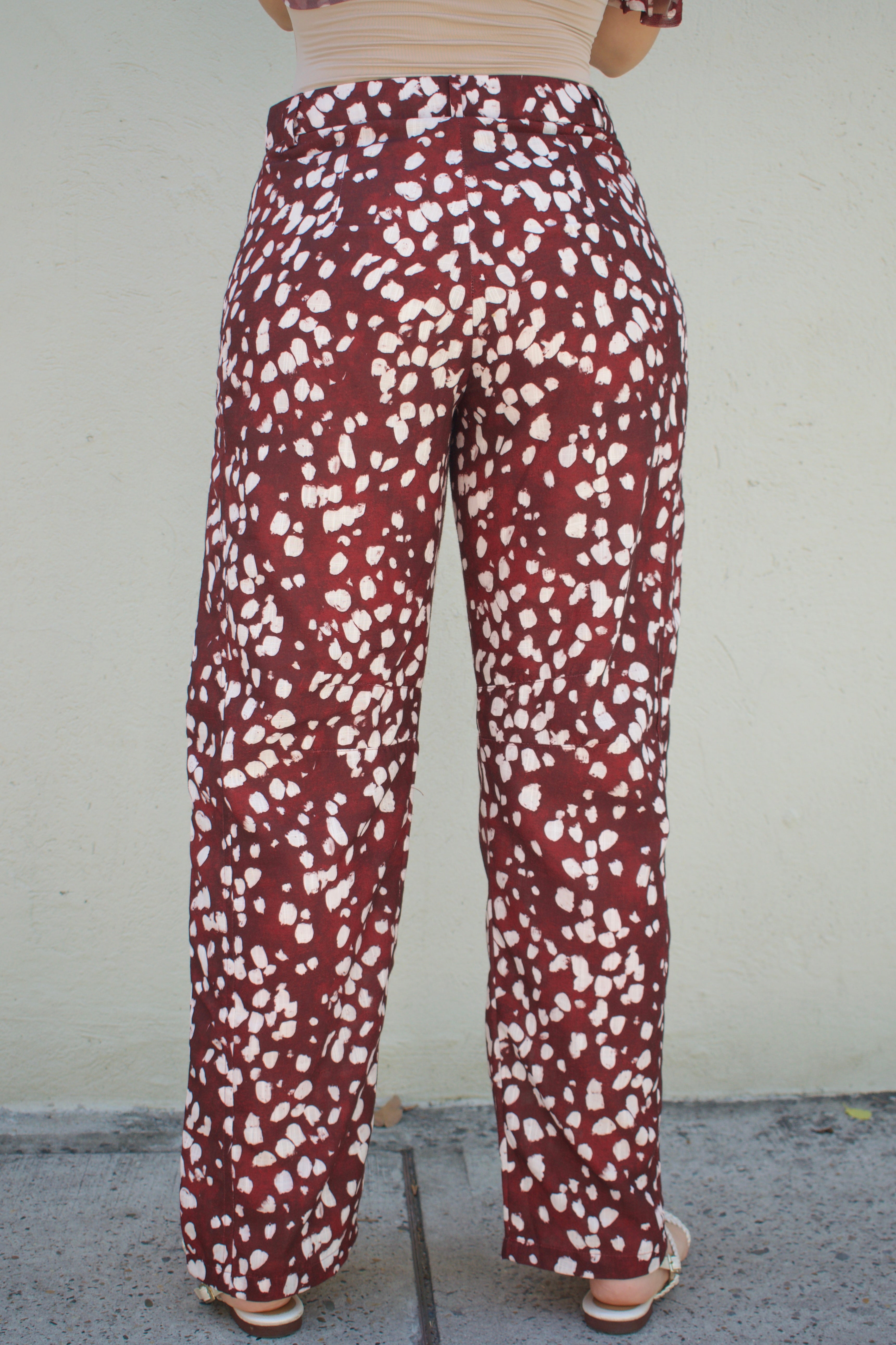 PANTALÓN EN LINO MISS BAMBI BURGUNDY