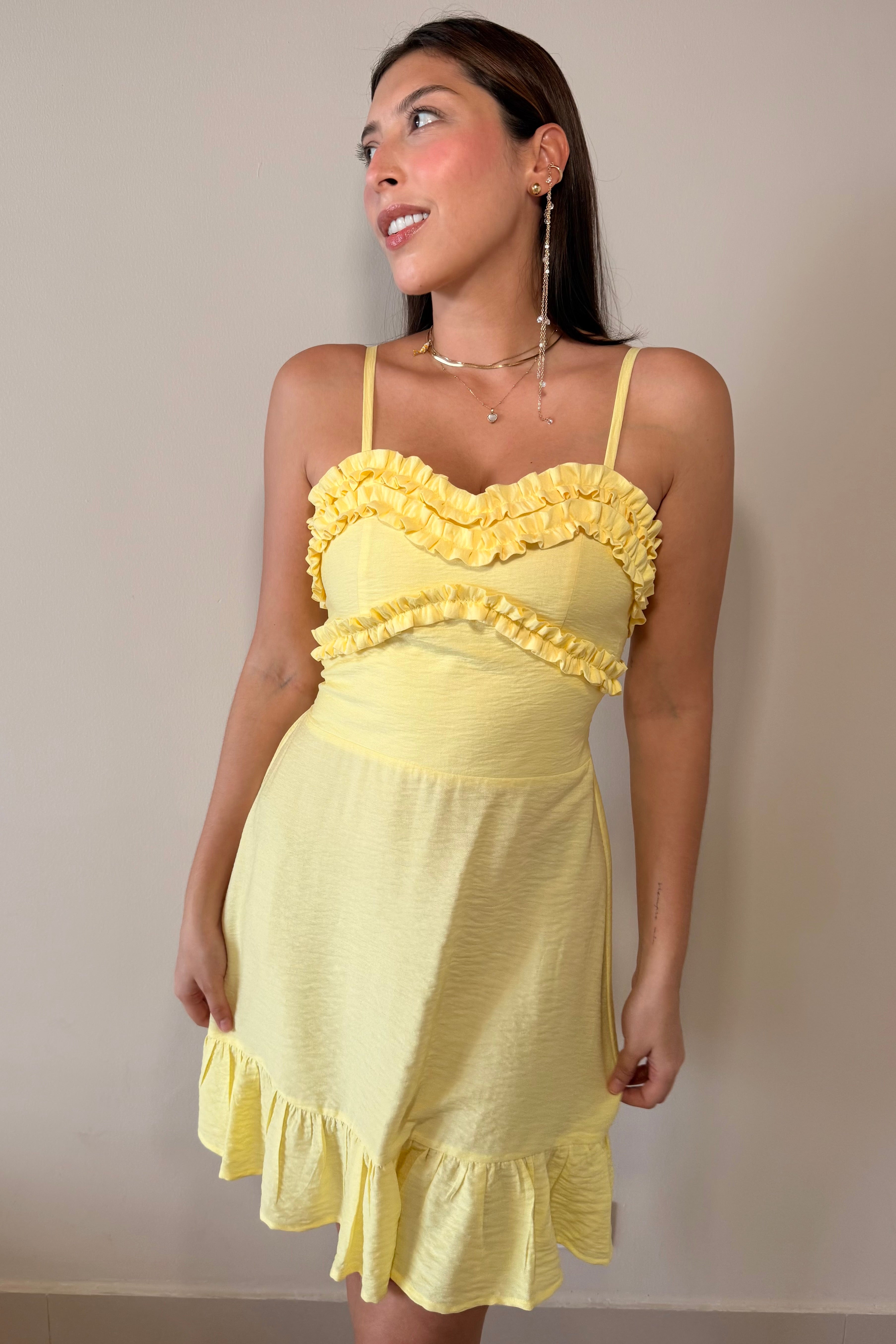 VESTIDO RUFFLE AMARILLO BUTTER